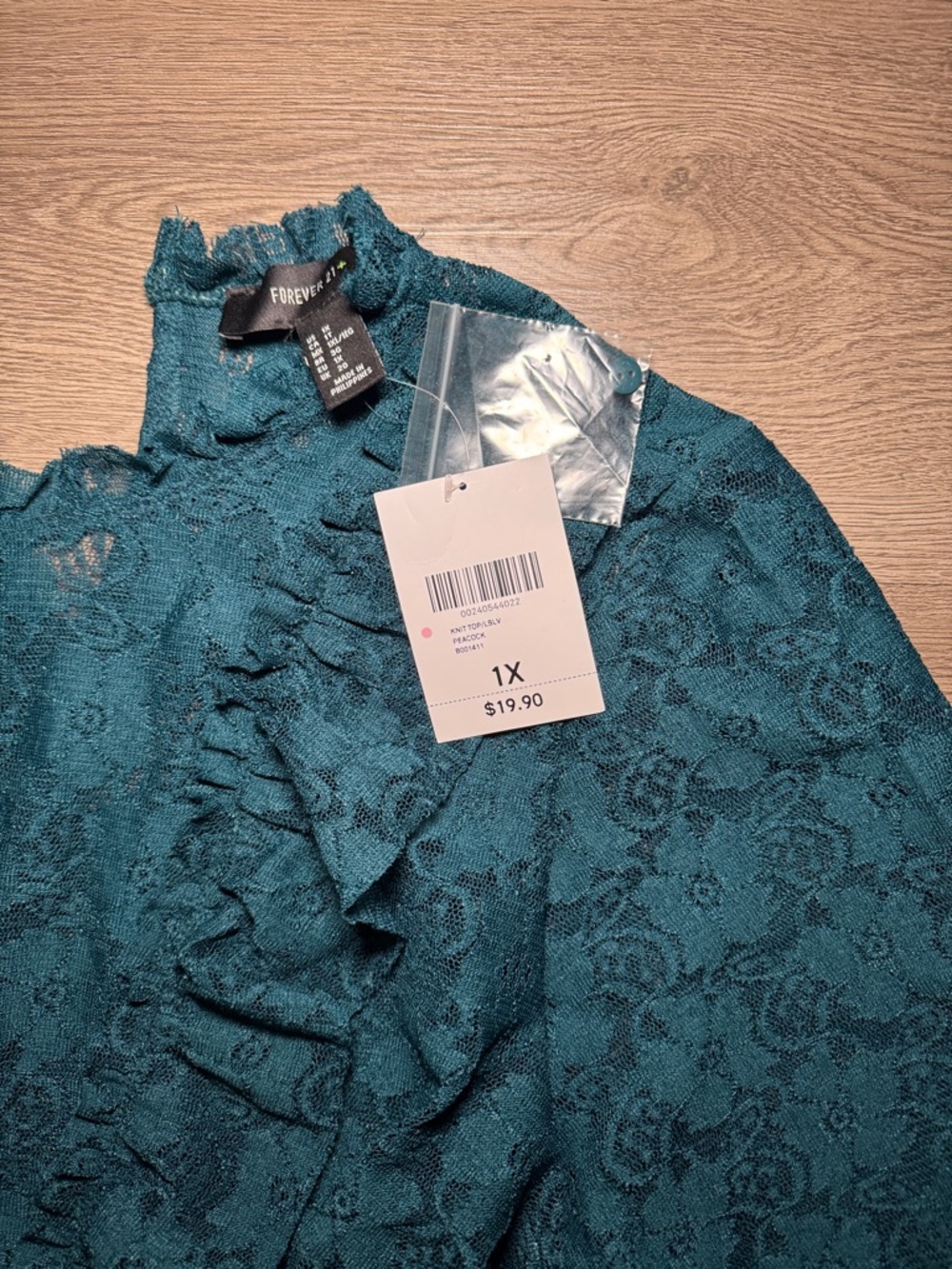 Forever 21 Dark Teal Lace Peplum Blouse - Picture 4 of 5